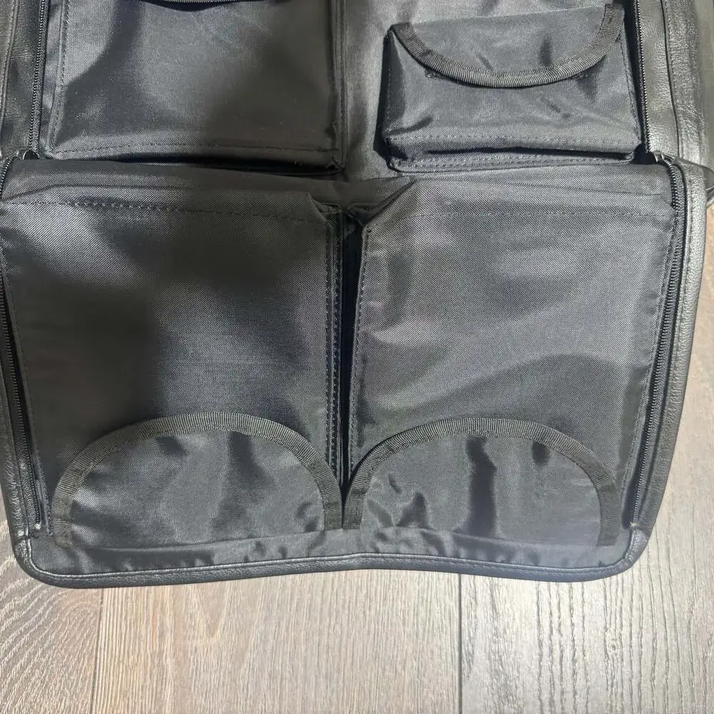 DELL Black Leather Executive Brief Case Laptop Travel Bag Office (17x13)